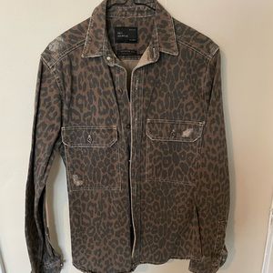 Zara Leopard Print Denim Shacket